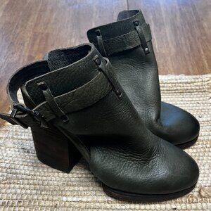 Free People Leather Buckle Booties/Mules Sz 40/9.5
